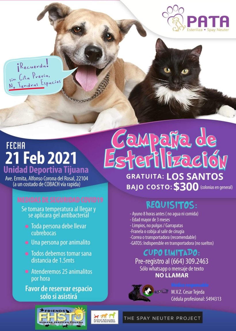 UPCOMING SPAY & NEUTER EVENT